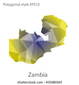 Zambia map in geometric polygonal style.Abstract gems triangle,modern design background.Vector Illustration EPS10