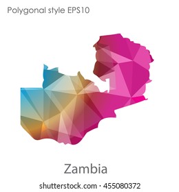 Zambia map in geometric polygonal style.Abstract gems triangle,modern design background.Vector Illustration EPS10