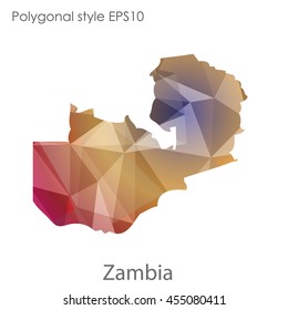 Zambia map in geometric polygonal style.Abstract gems triangle,modern design background.Vector Illustration EPS10