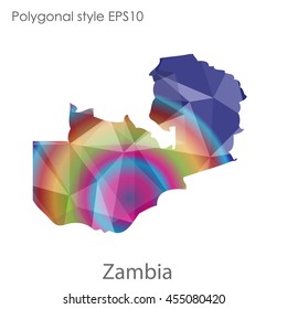 Zambia map in geometric polygonal style.Abstract gems triangle,modern design background.Vector Illustration EPS10