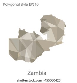 Zambia map in geometric polygonal style.Abstract gems triangle,modern design background.Vector Illustration EPS10