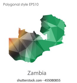 Zambia map in geometric polygonal style.Abstract gems triangle,modern design background.Vector Illustration EPS10