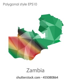 Zambia map in geometric polygonal style.Abstract gems triangle,modern design background.Vector Illustration EPS10