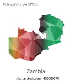 Zambia map in geometric polygonal style.Abstract gems triangle,modern design background.Vector Illustration EPS10