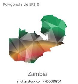 Zambia map in geometric polygonal style.Abstract gems triangle,modern design background.Vector Illustration EPS10