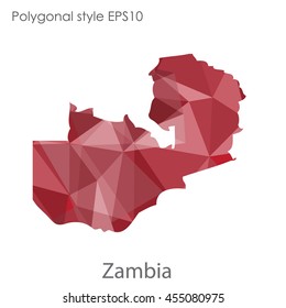 Zambia map in geometric polygonal style.Abstract gems triangle,modern design background.Vector Illustration EPS10