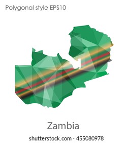 Zambia map in geometric polygonal style.Abstract gems triangle,modern design background.Vector Illustration EPS10
