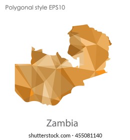 Zambia map in geometric polygonal style.Abstract gems triangle,modern design background.Vector Illustration EPS10