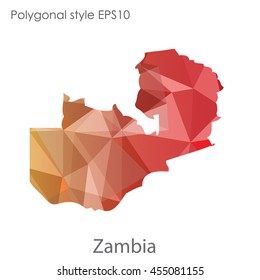 Zambia map in geometric polygonal style.Abstract gems triangle,modern design background.Vector Illustration EPS10