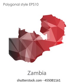 Zambia map in geometric polygonal style.Abstract gems triangle,modern design background.Vector Illustration EPS10