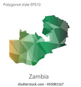 Zambia map in geometric polygonal style.Abstract gems triangle,modern design background.Vector Illustration EPS10