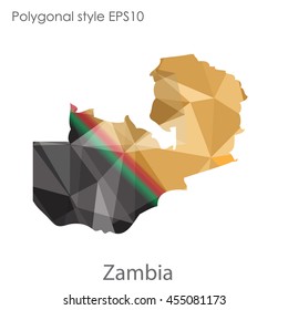 Zambia map in geometric polygonal style.Abstract gems triangle,modern design background.Vector Illustration EPS10