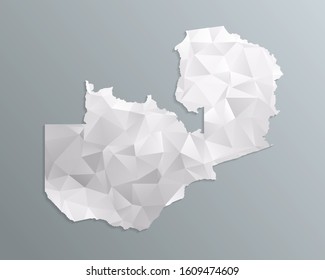 Zambia map gray in polygonal style on dark background. isolated vector illustration eps 10.