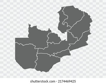 Zambia Map grey Color on Background png