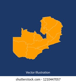 Zambia map - High detailed color map of Zambia. flat design style, clean and modern.Vector illustration eps 10