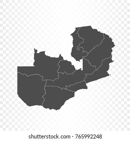 Zambia map isolated on transparent background