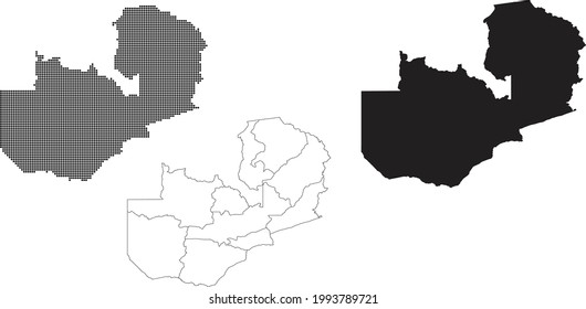 Mapa de Zambia aislado en un fondo blanco.