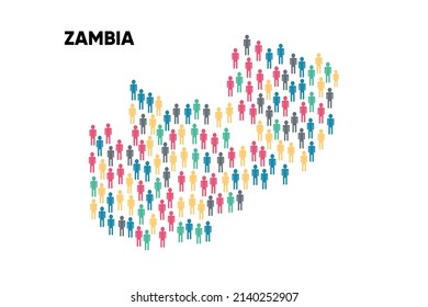 Zambia Map made by a group of people, Population. Globalization. People from different countries