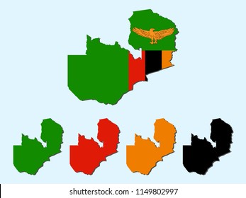 Zambia map with national flag decoration