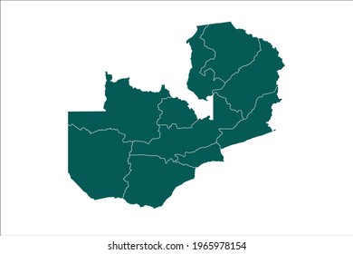 Zambia map Olive green Color on White Backgound