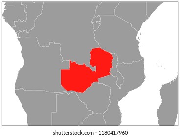 Zambia map on gray base 