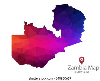 zambia map polygon colorful vector illustrator eps10