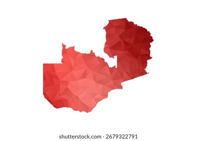 Zambia Map - Polygon Style Vector Illustration in Red Gradient, Low Poly Geometric Design, Isolated on White Background, Perfect for Infographics, Reports, and Educational Materials.