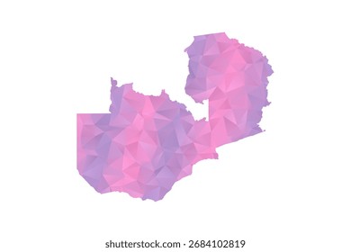 Karte von Sambia - Vektorgrafik im Polygonstil in rosafarbenem und violettem Farbverlauf, geometrisches Design mit niedrigem Poly, einzeln auf weißem Hintergrund für Infografiken und Bildung.