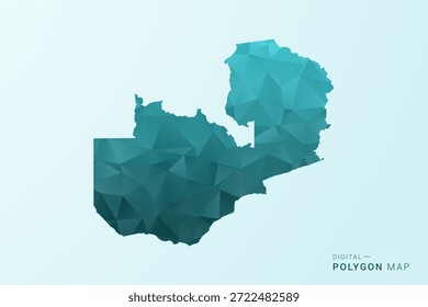Karte von Sambia - Vektorgrafik im Polygonstil in blaugrünem Low-Poly-geometrischem Design, moderne minimale Silhouette.