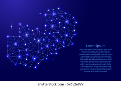 Zambia map of polygonal mosaic lines network, rays and space stars of vector illustration.