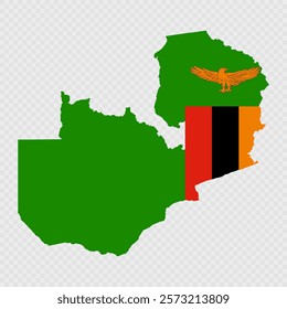 Zambia map silhouette with flag.