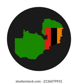 Zambia map silhouette with flag on black background