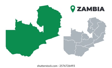 Zambia map simple flat outline vector set