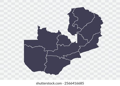 Zambia Map Slate Color on White Background quality files Png