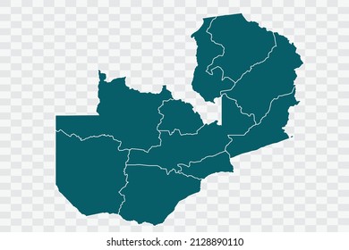 Zambia Map Teal Green Color on Backgound png