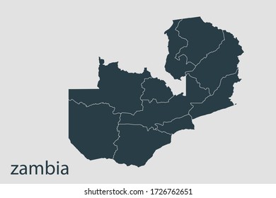 zambia map vector, Abstract design vector illustration Eps 10. Navy color.High Detailed on white background.