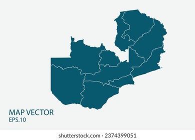 Zambia map vector, Abstract design vector illustration Eps 10. High Detailed on white background.