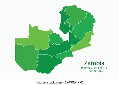Zambia map. Vector eps10. green color. on white backgrounds.