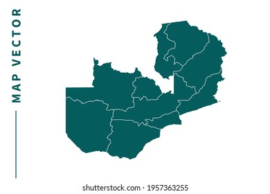 Zambia map vector. green color on white background.