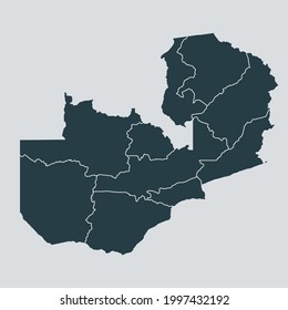 Mapa vectorial de Zambia, aislado en fondo gris