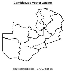 Zambia Map Vector Outline Editable Country Silhouette