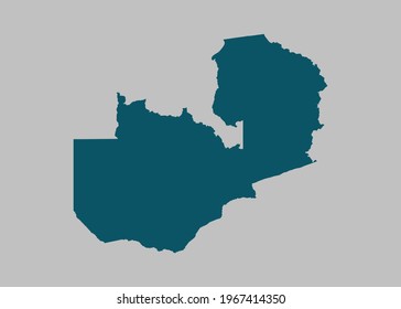 Zambia map vector,Not isolated ocean blue color on gray background