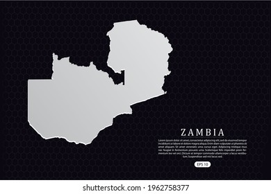 Zambia Map - World Map International vector template with White Color isolated on hexagon background - Vector illustration eps 10