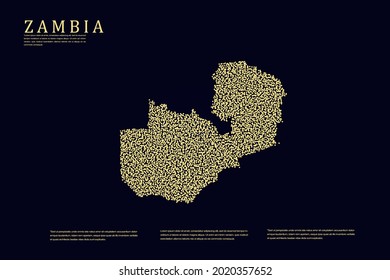 Zambia Map - World Map International vector template with Gold grid on dark background for banner, website, infographic, education - Vector illustration eps 10