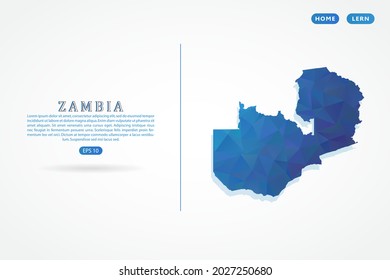 Zambia map - World Map International vector template with polygon blue color gradient isolated on white background for education, website, banner - Vector illustration eps 10