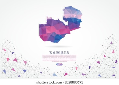 Zambia Map - World Map International Vector Template With Polygon Pink Color Gradient Isolated On White Background For Education, Website, Banner, Infographic - Vector Illustration Eps 10