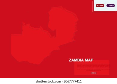 Zambia Map - World Map International Vector Template With Red Color And Outline Sketch Isolated On Red Background For Education, Design, Website, Banner - Vector Illustration Eps 10