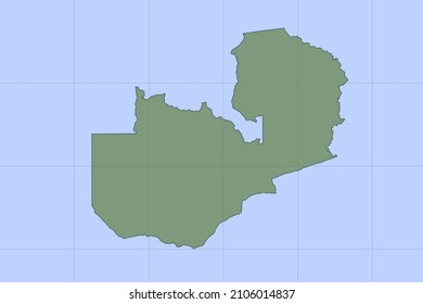 Mapa de Zambia - Mapa mundial Modelo vectorial internacional con color verde sobre fondo azul y diseño de rejilla para diseño, educación, sitio web, infografía, banner - Ilustración vectorial eps 10