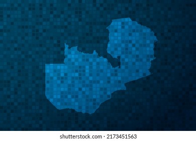 Zambia Map - World Map International Vector Template With Technology Style Isolated On Blue Pixel Background For Education, Design, Website, Infographic - Vector Illustration Eps 10