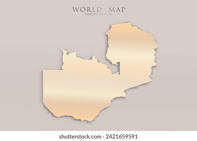 Zambia Map - World map International vector template with 3D, gold luxury design including shadow on bright background for design, education, website, infographic - Vector illustration eps 10